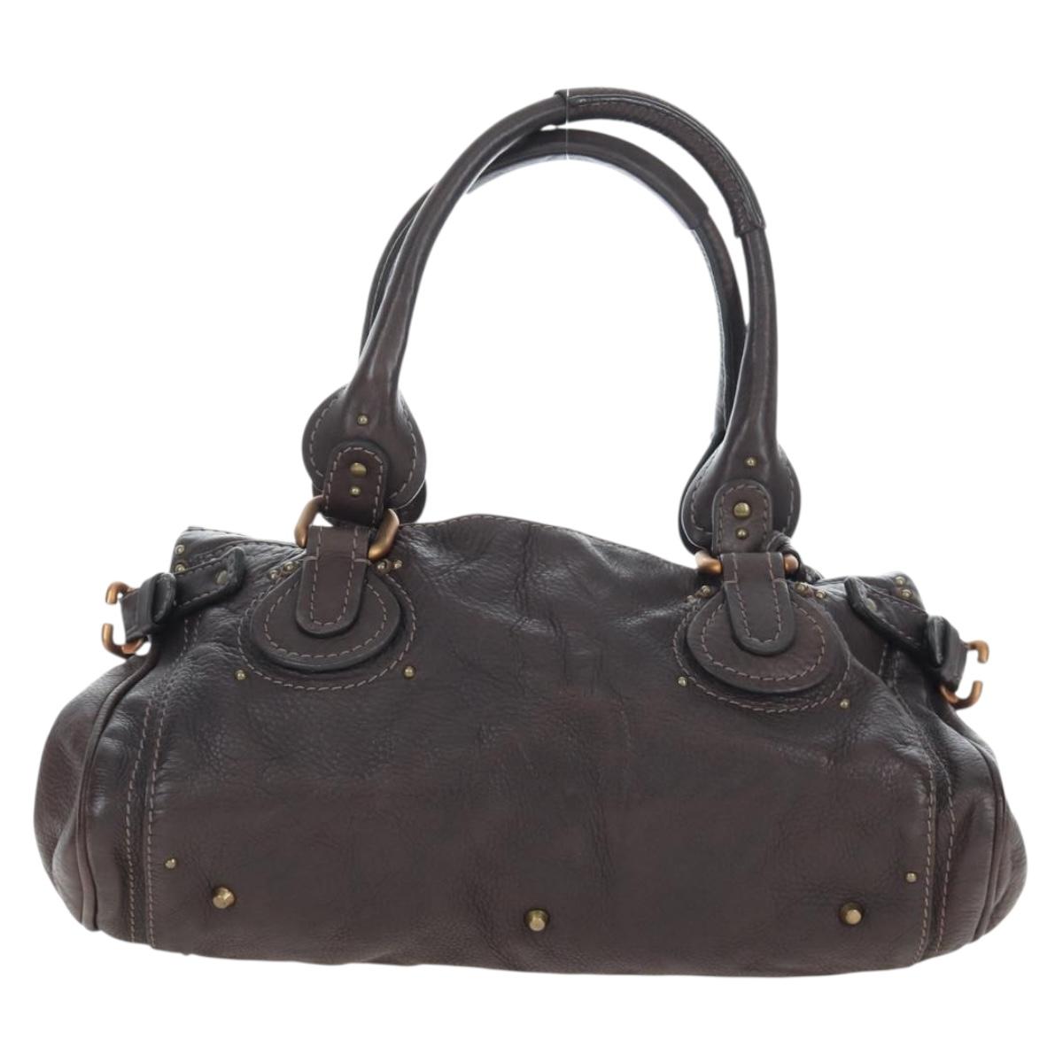 Chloe Paddington Hand Bag Leather Brown Gold Silver Auth 200539V