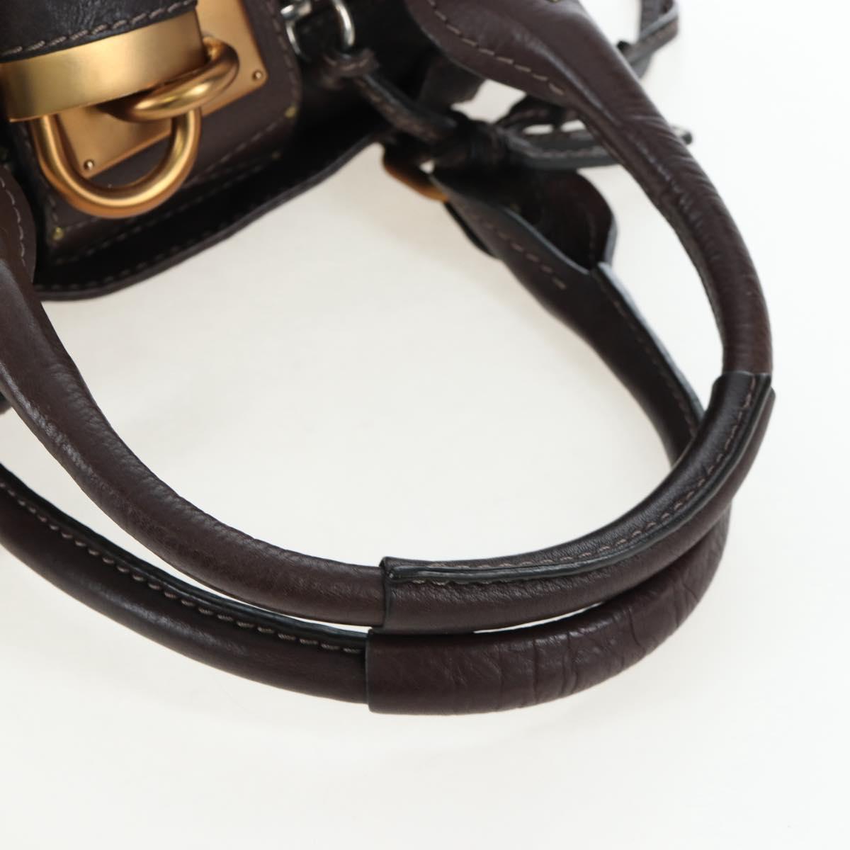 Chloe Paddington Hand Bag Leather Brown Gold Silver Auth 200539V