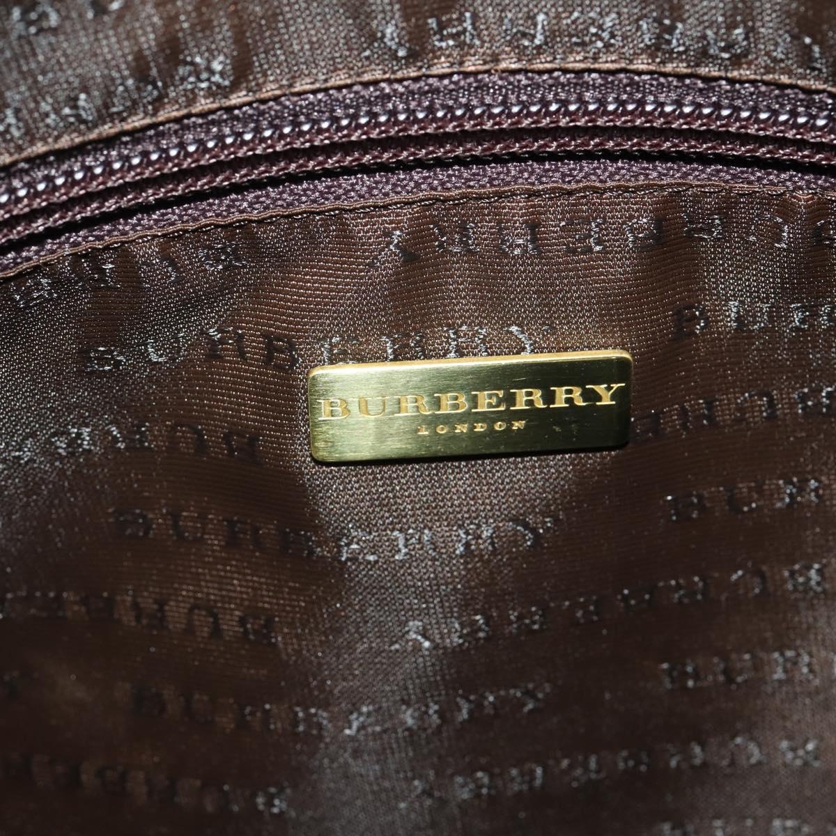 Burberrys Nova Check Boston Bag PVC 2way Beige Gold Auth 200540V