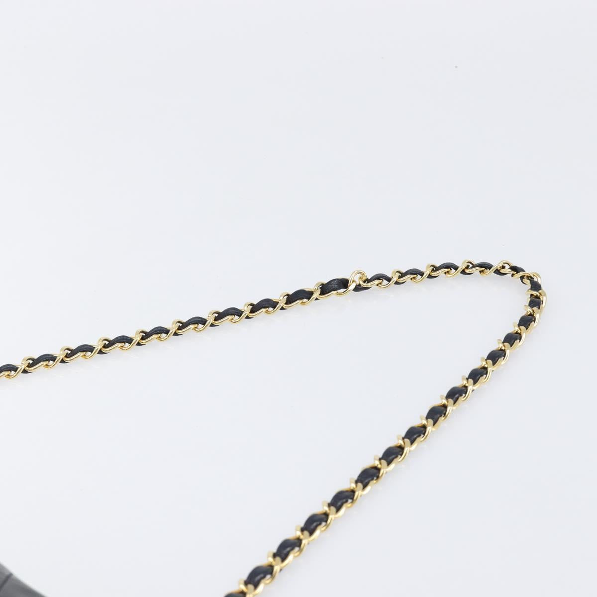 CHANEL Matelasse Chain Shoulder Bag Lamb Skin Black Gold CC Auth 200544V