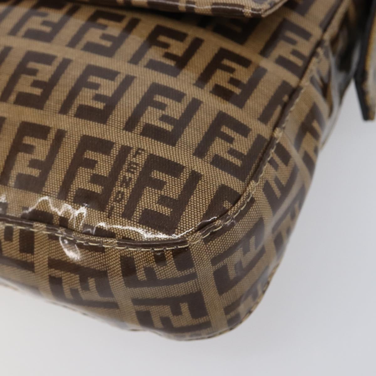 FENDI Zucchino Canvas Mamma Baguette Bag Coated Canvas Beige Gold Auth 200545V