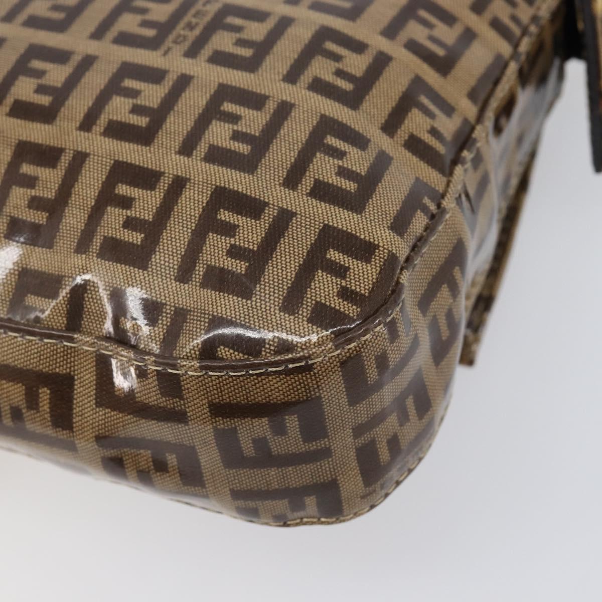 FENDI Zucchino Canvas Mamma Baguette Bag Coated Canvas Beige Gold Auth 200545V