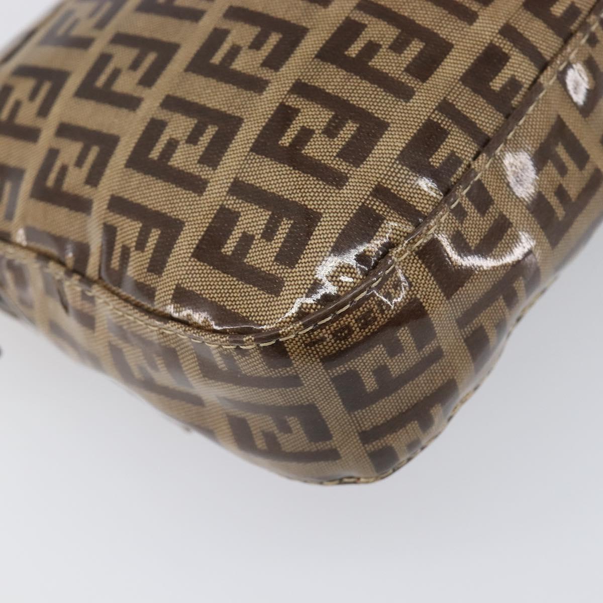 FENDI Zucchino Canvas Mamma Baguette Bag Coated Canvas Beige Gold Auth 200545V