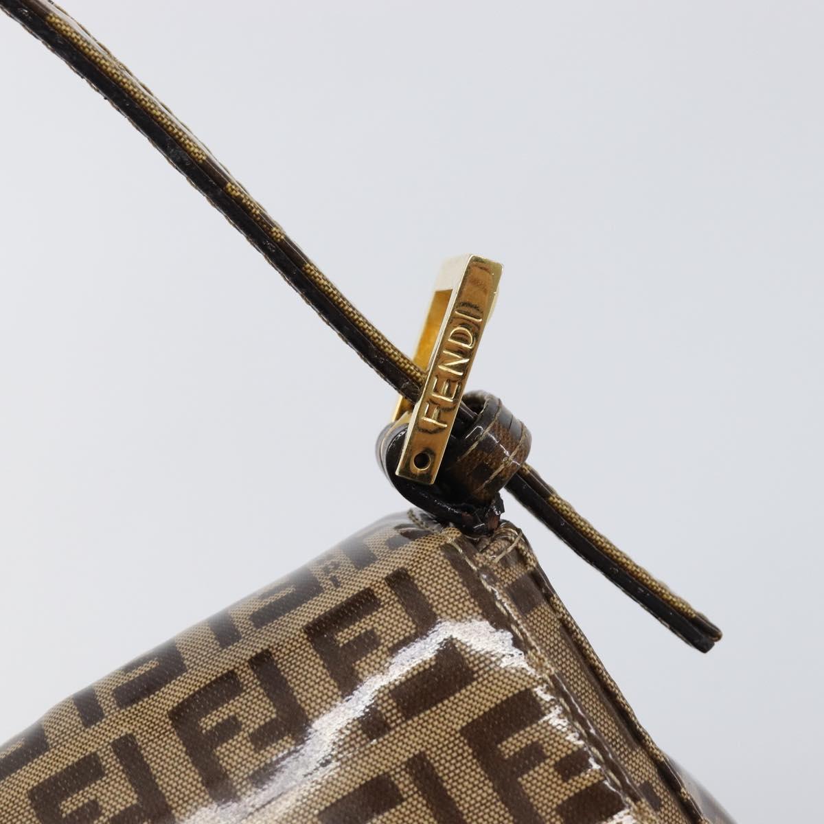 FENDI Zucchino Canvas Mamma Baguette Bag Coated Canvas Beige Gold Auth 200545V