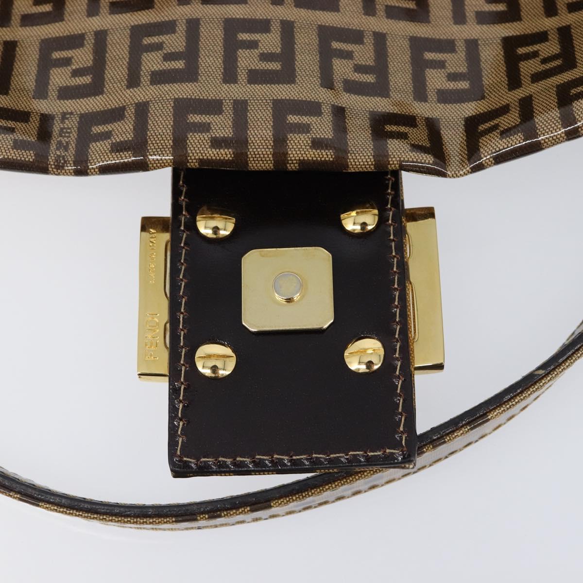 FENDI Zucchino Canvas Mamma Baguette Bag Coated Canvas Beige Gold Auth 200545V