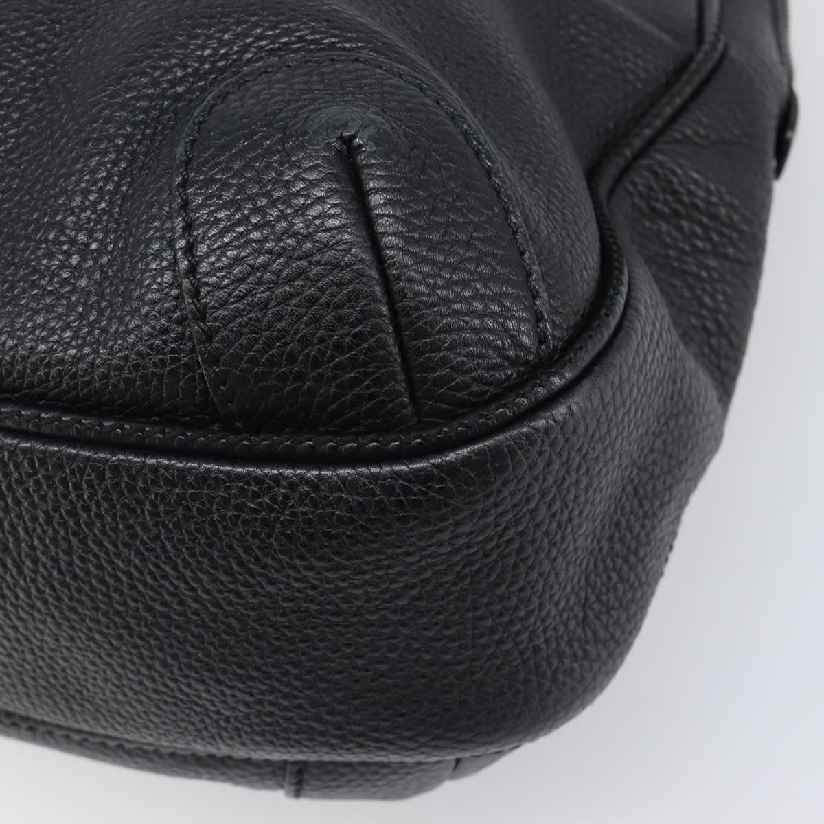 CHANEL Shoulder Bag Leather Black Silver CC Auth 200547A
