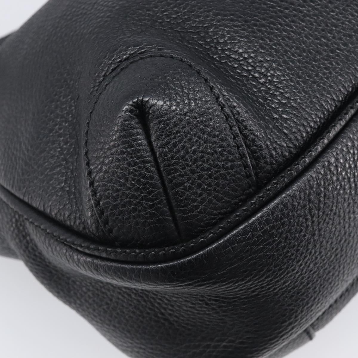 CHANEL Shoulder Bag Leather Black Silver CC Auth 200547A