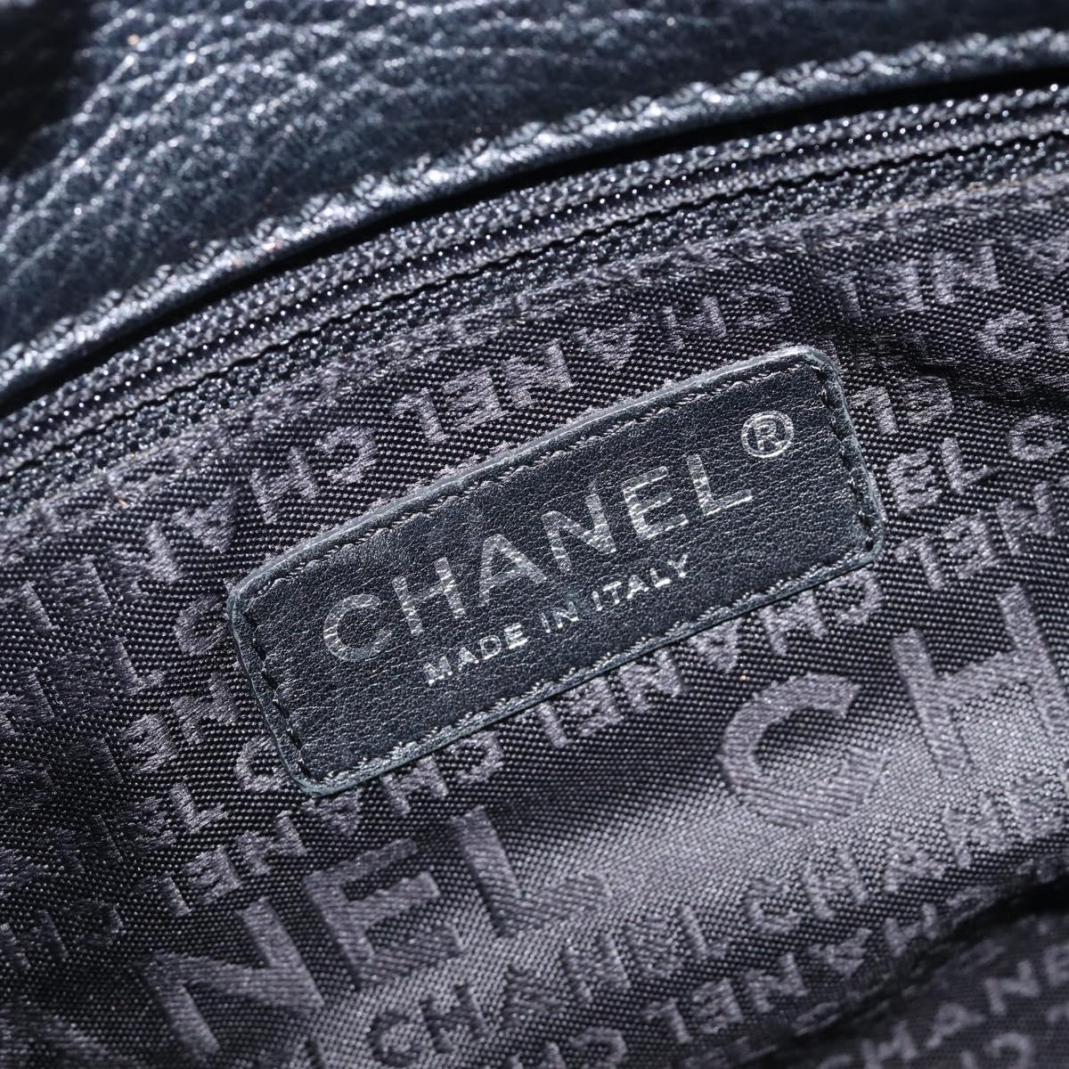 CHANEL Shoulder Bag Leather Black Silver CC Auth 200547A