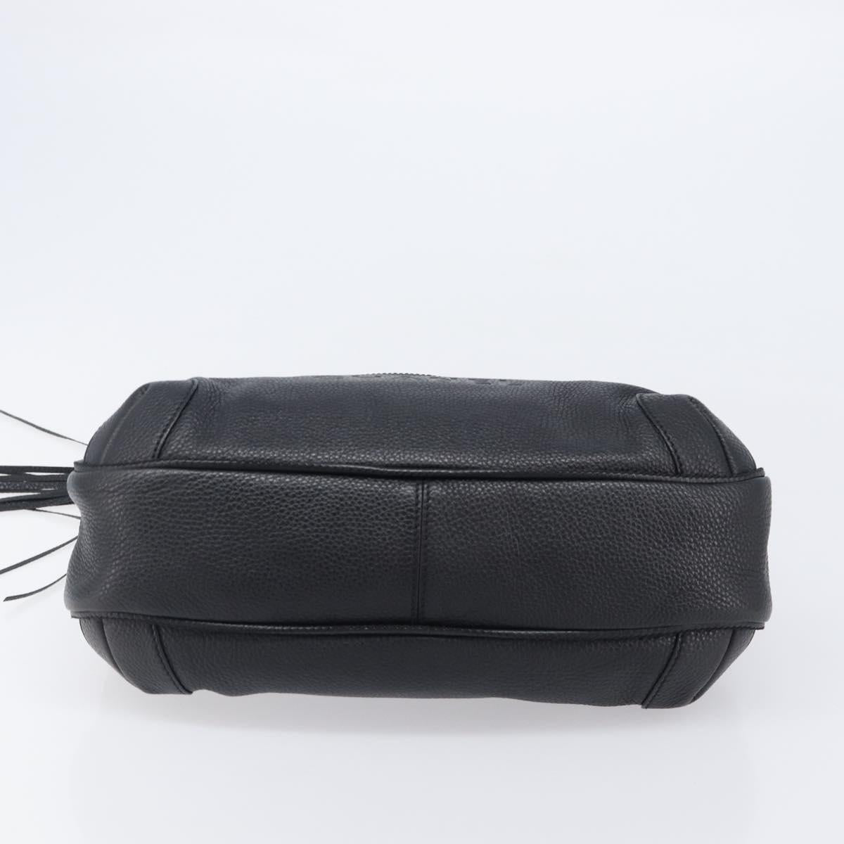 CHANEL Shoulder Bag Leather Black Silver CC Auth 200547A