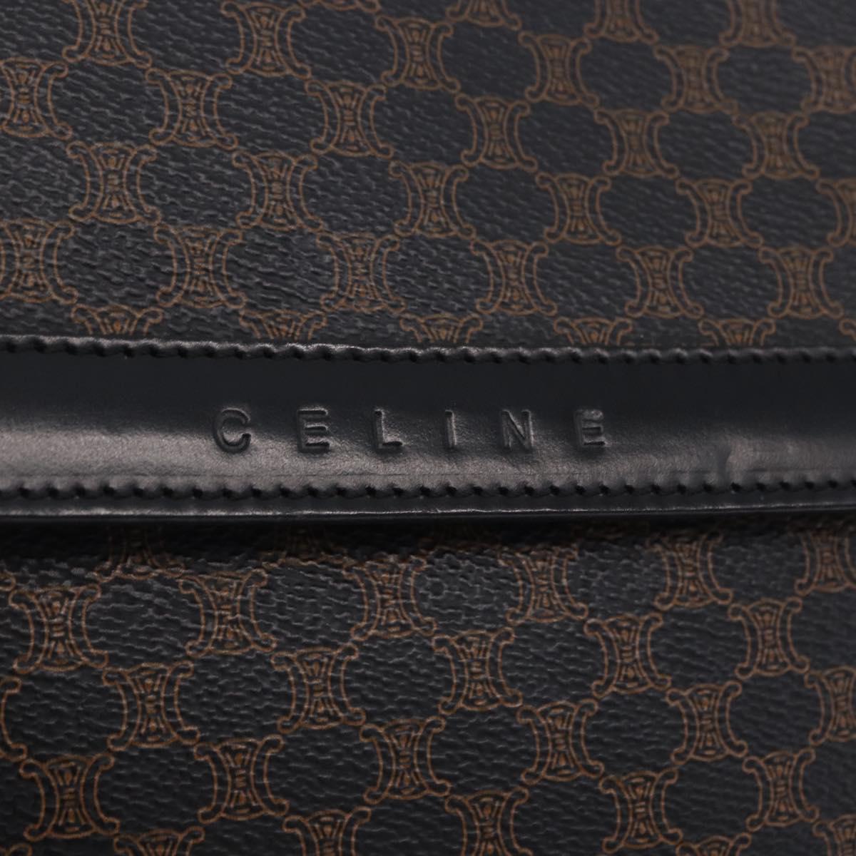 CELINE Macadam Canvas Shoulder Bag PVC Leather Black Gold Auth 200548V