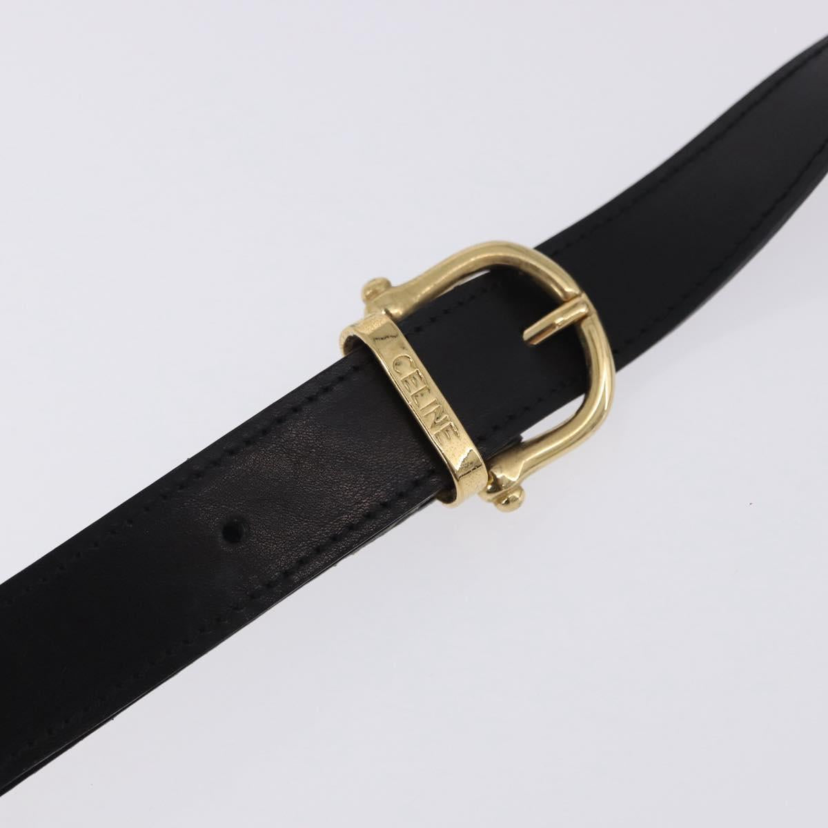 CELINE Macadam Canvas Shoulder Bag PVC Leather Black Gold Auth 200548V