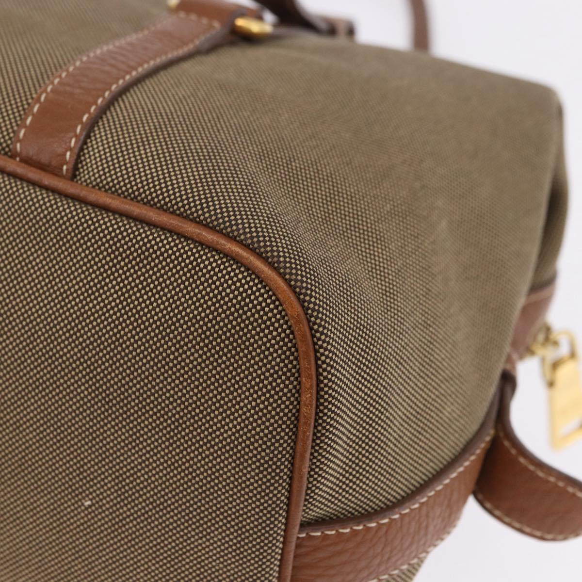 PRADA Tote Bag Canvas Jacquard Beige Gold Auth 200549M