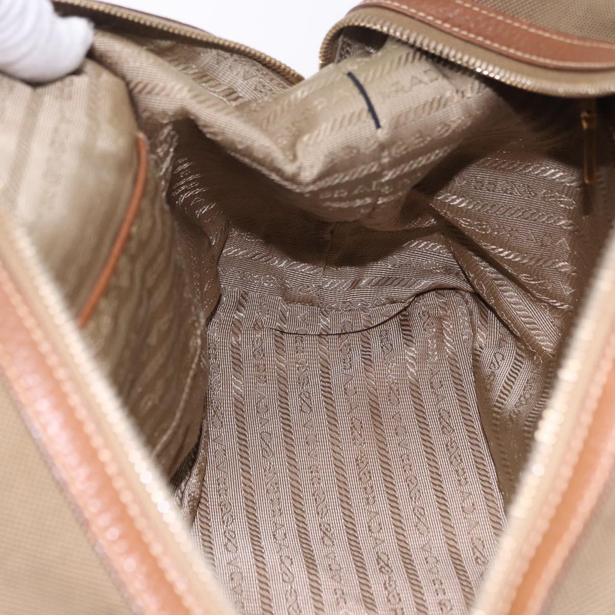 PRADA Tote Bag Canvas Jacquard Beige Gold Auth 200549M