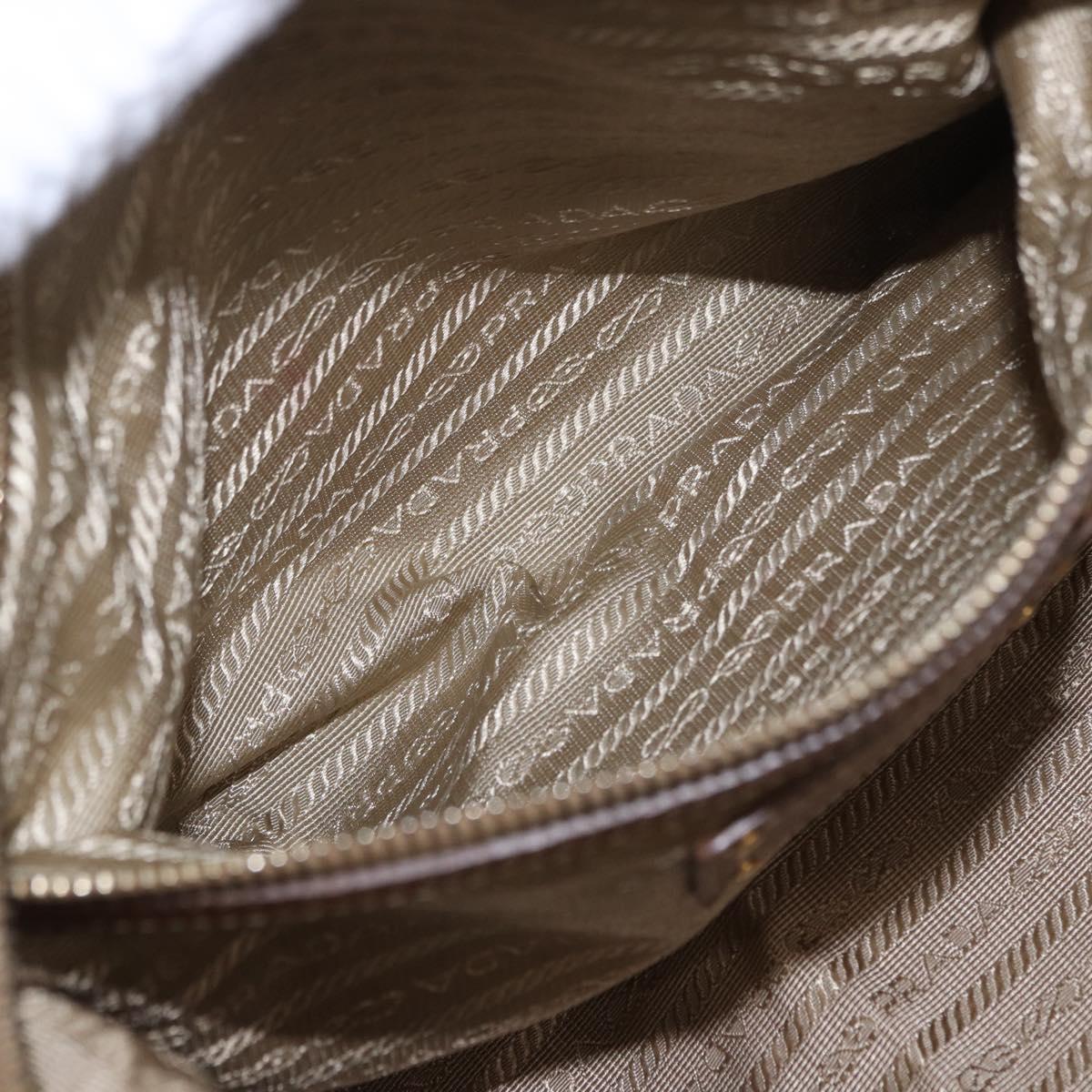 PRADA Tote Bag Canvas Jacquard Beige Gold Auth 200549M