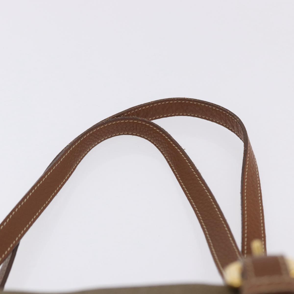 PRADA Tote Bag Canvas Jacquard Beige Gold Auth 200549M