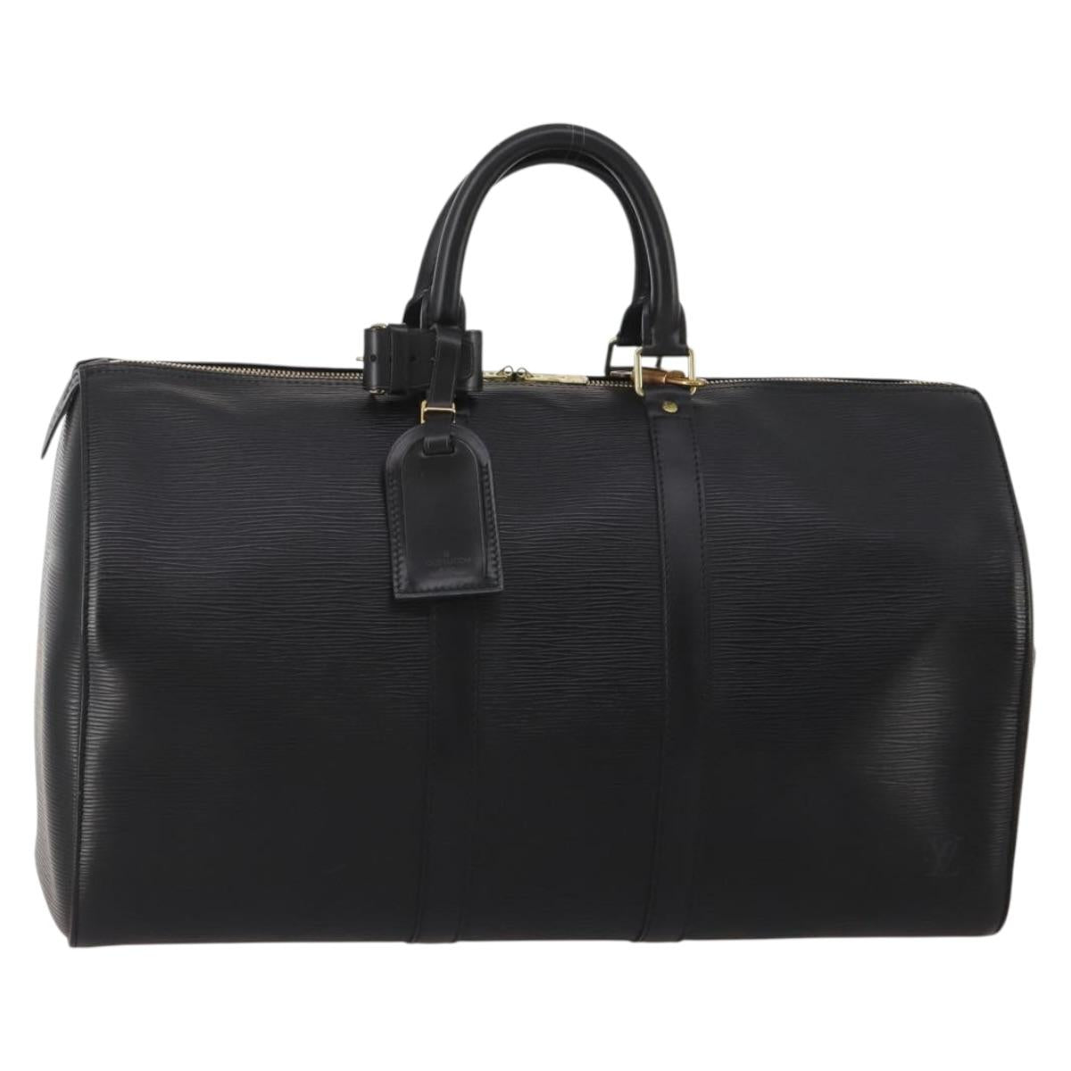 LOUIS VUITTON Epi Keepall 45 Boston Bag Black M42972 LV Auth 200550SAV