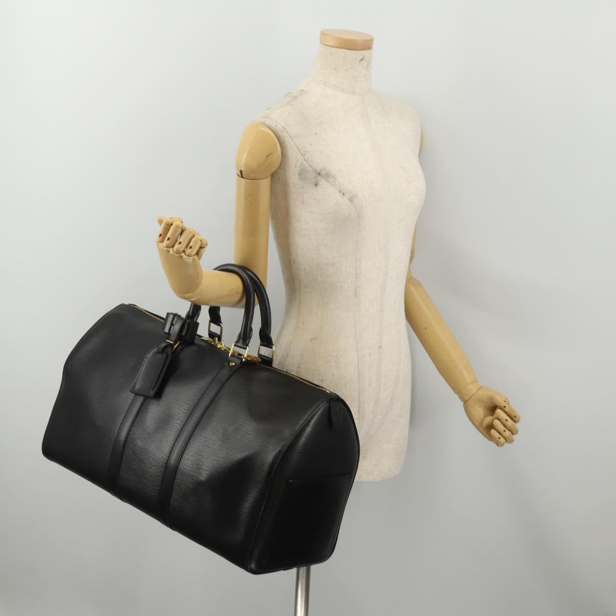 LOUIS VUITTON Epi Keepall 45 Boston Bag Black M42972 LV Auth 200550SAV
