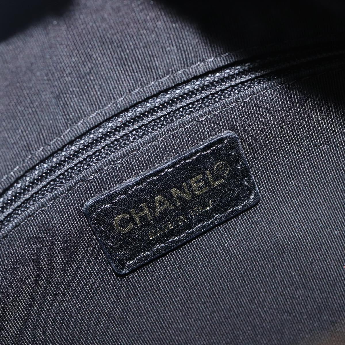 CHANEL Chain Matelasse Shoulder Bag Caviar Skin Black Gold CC Auth 200552M