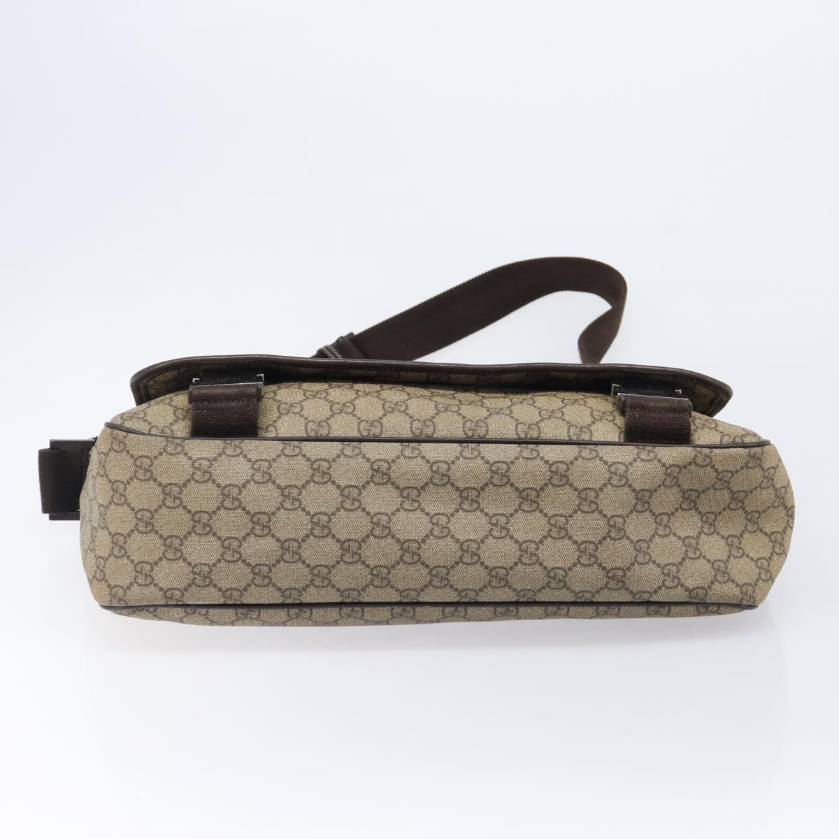 GUCCI GG Supreme Shoulder Bag PVC Beige Silver 223661 Auth 200553