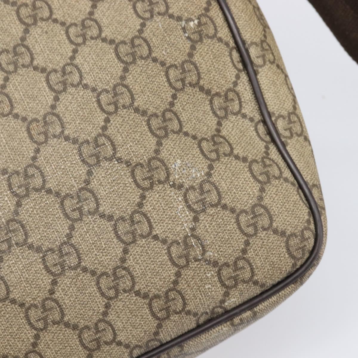 GUCCI GG Supreme Shoulder Bag PVC Beige Silver 223661 Auth 200553