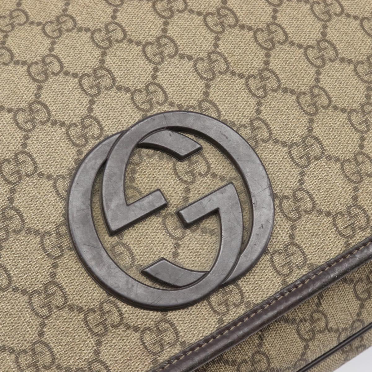 GUCCI GG Supreme Shoulder Bag PVC Beige Silver 223661 Auth 200553