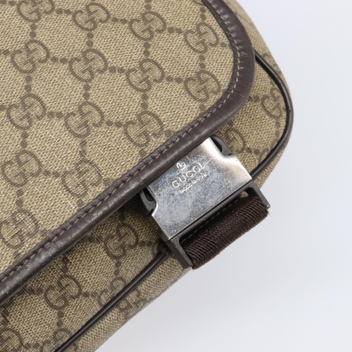 GUCCI GG Supreme Shoulder Bag PVC Beige Silver 223661 Auth 200553
