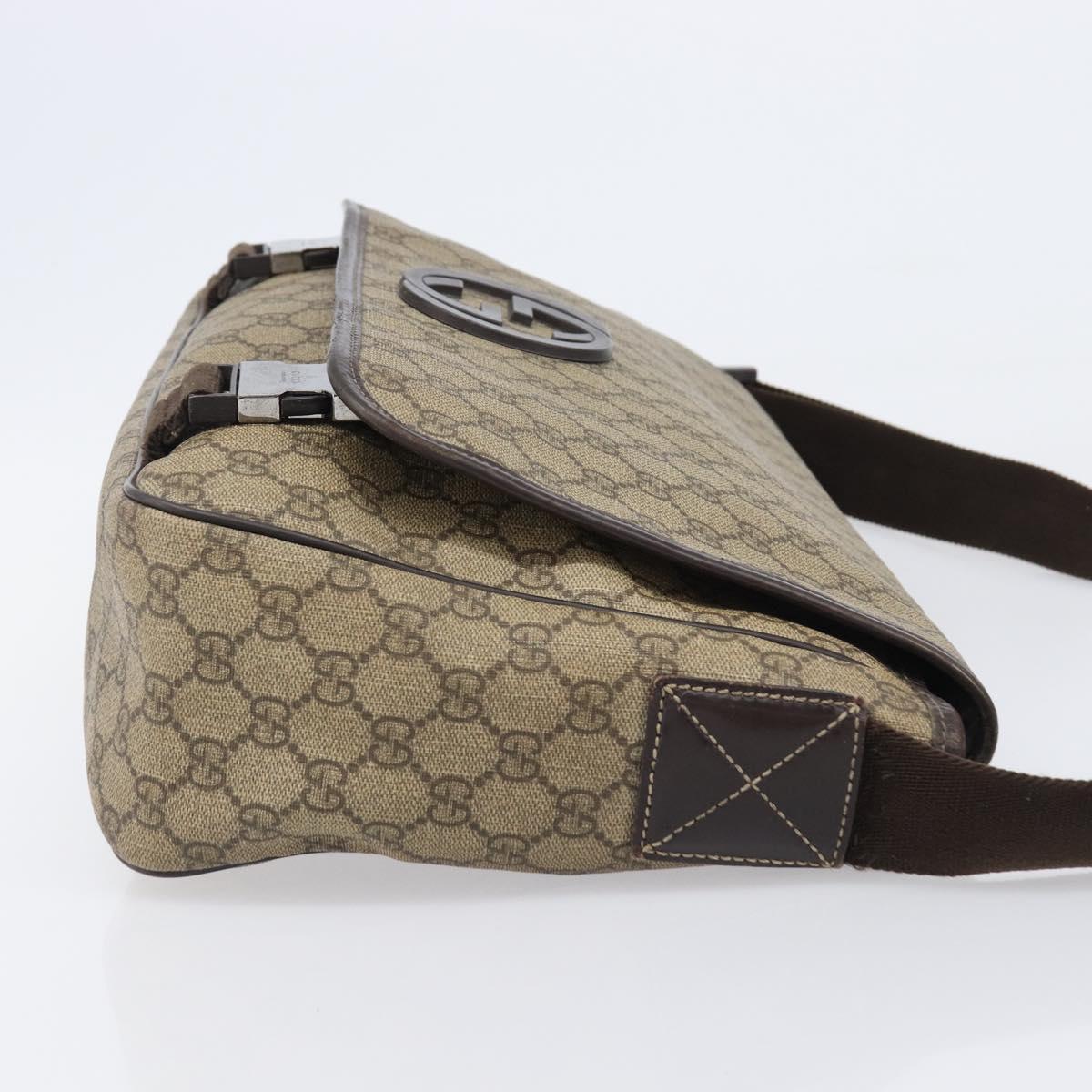 GUCCI GG Supreme Shoulder Bag PVC Beige Silver 223661 Auth 200553