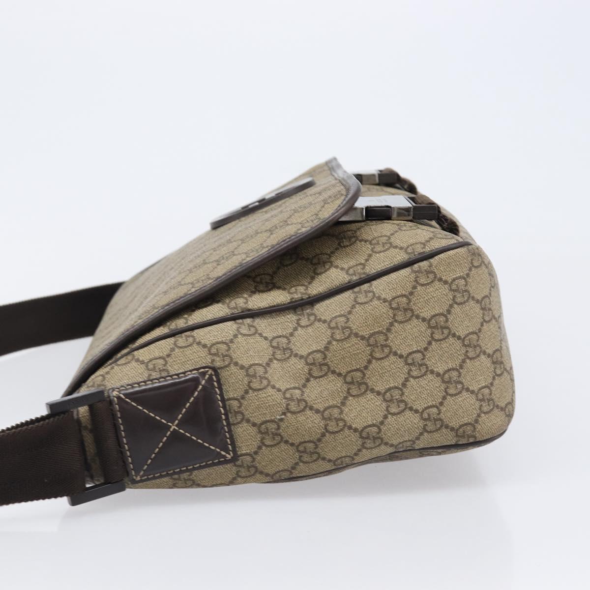 GUCCI GG Supreme Shoulder Bag PVC Beige Silver 223661 Auth 200553