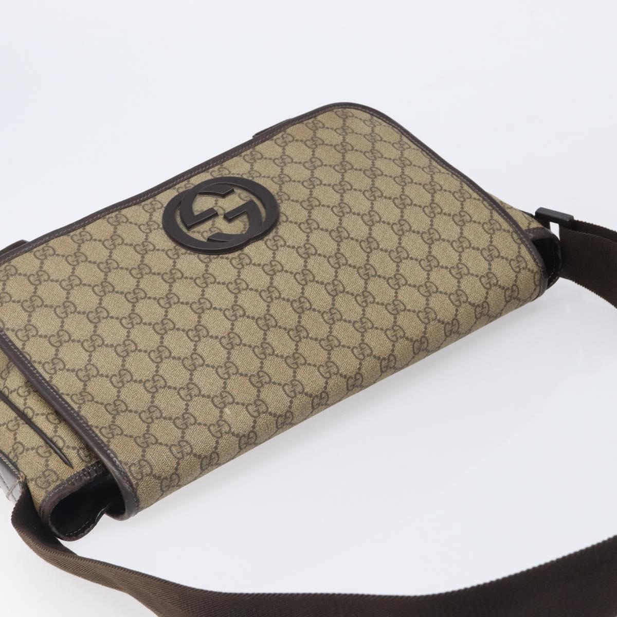 GUCCI GG Supreme Shoulder Bag PVC Beige Silver 223661 Auth 200553