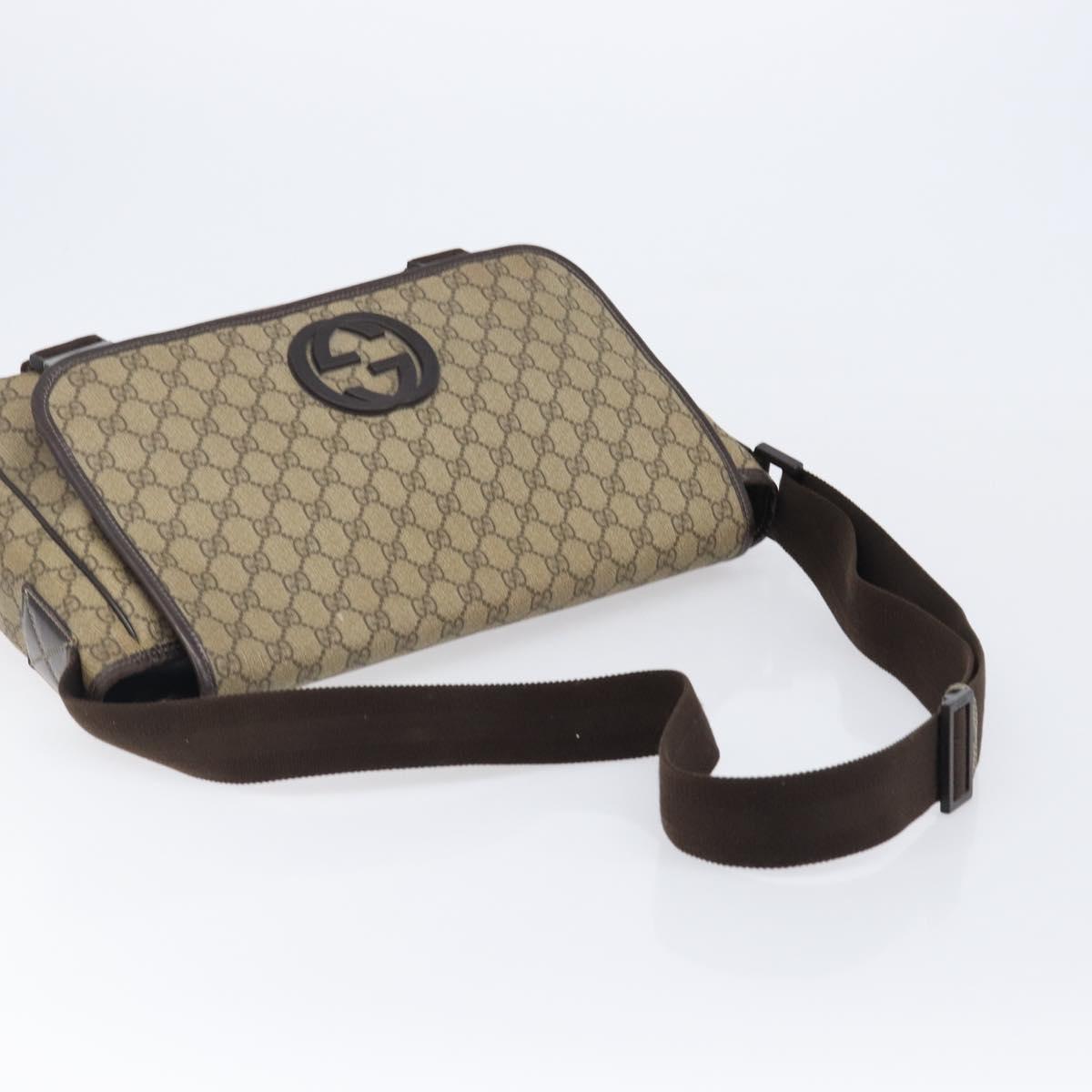 GUCCI GG Supreme Shoulder Bag PVC Beige Silver 223661 Auth 200553