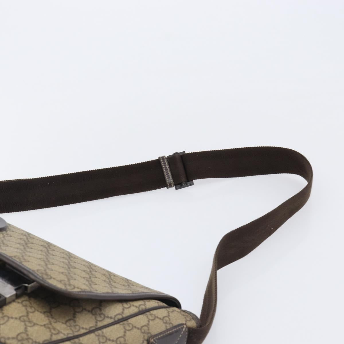 GUCCI GG Supreme Shoulder Bag PVC Beige Silver 223661 Auth 200553
