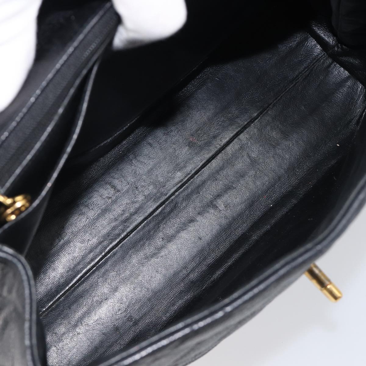 CHANEL Matelasse Hand Bag Caviar Skin Black Gold CC Auth 200555
