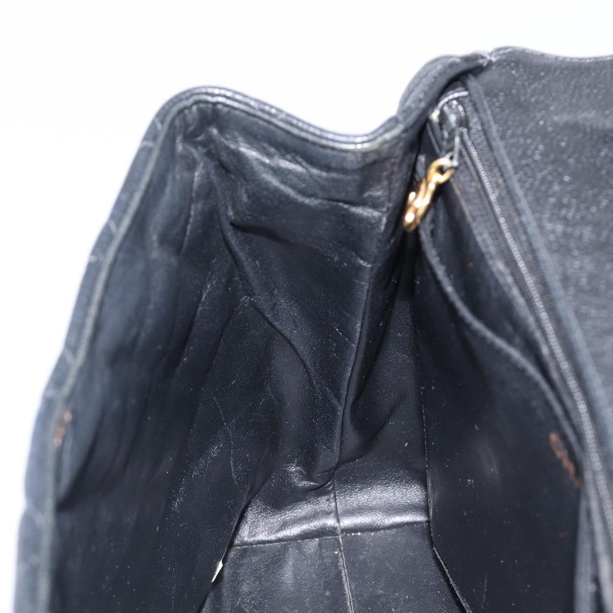 CHANEL Matelasse Hand Bag Caviar Skin Black Gold CC Auth 200555