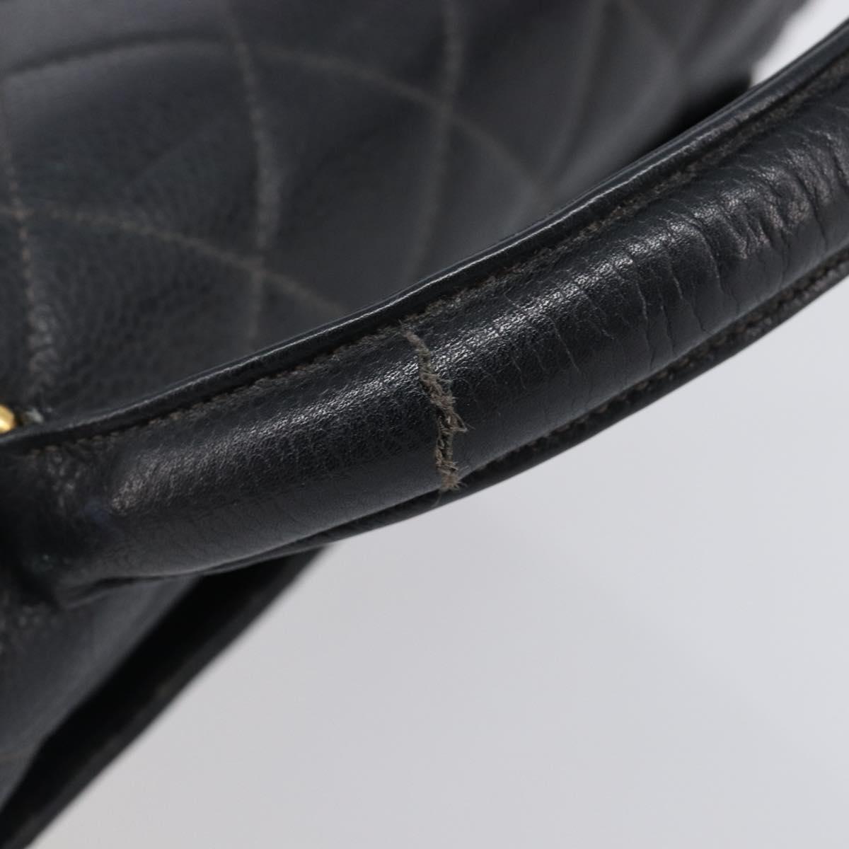 CHANEL Matelasse Hand Bag Caviar Skin Black Gold CC Auth 200555