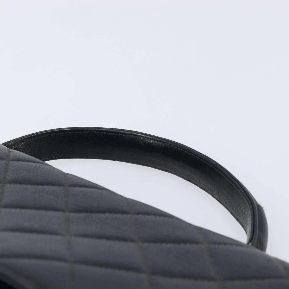 CHANEL Matelasse Hand Bag Caviar Skin Black Gold CC Auth 200555