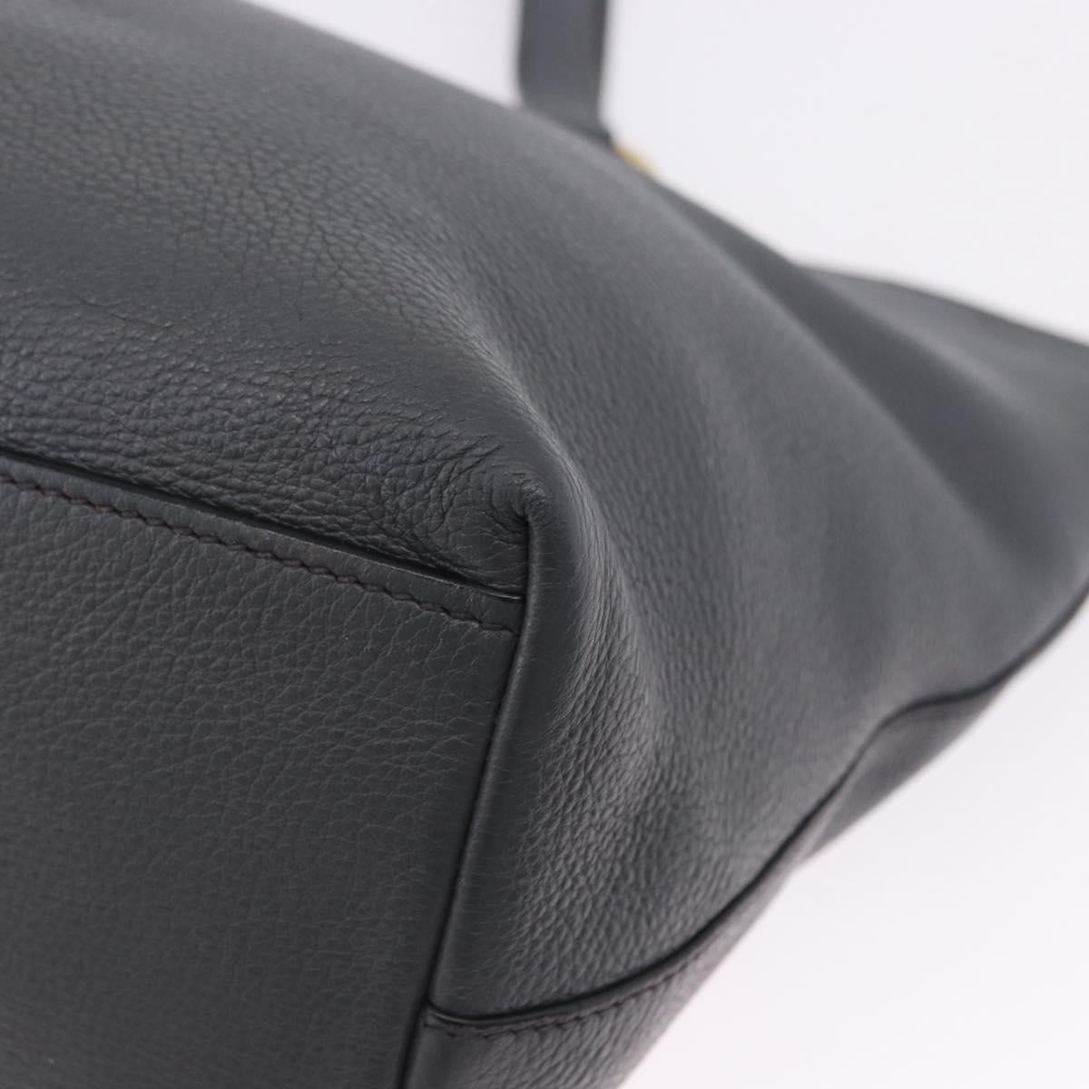 PRADA Tote Bag Vittero Dino Leather Gray Gold Auth 200556A