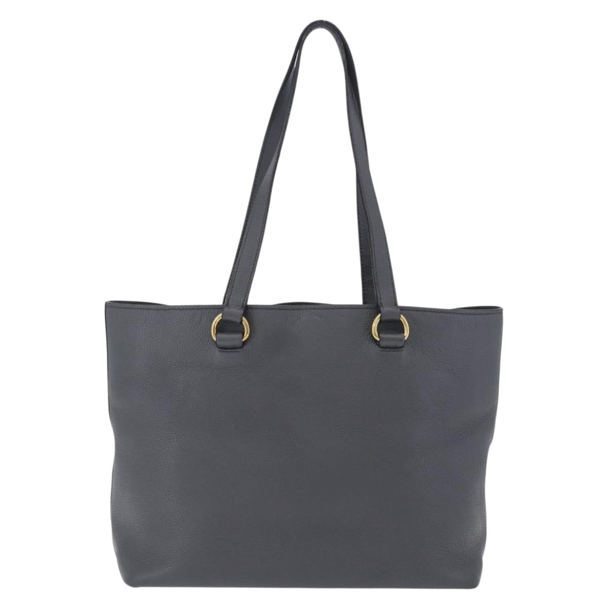 PRADA Tote Bag Vittero Dino Leather Gray Gold Auth 200556A
