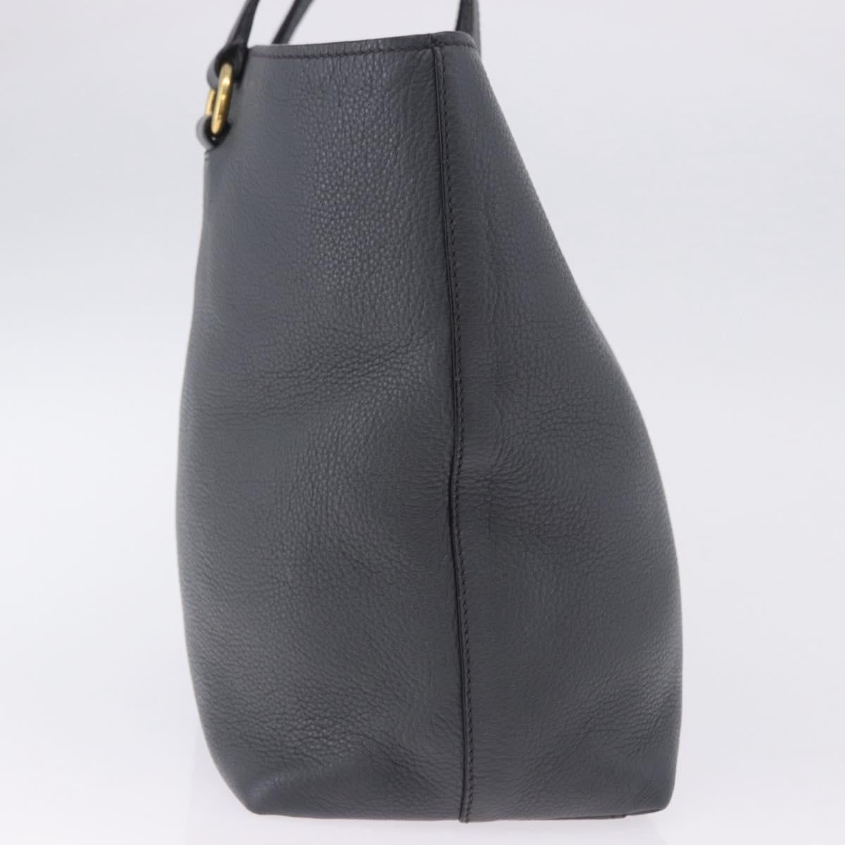 PRADA Tote Bag Vittero Dino Leather Gray Gold Auth 200556A