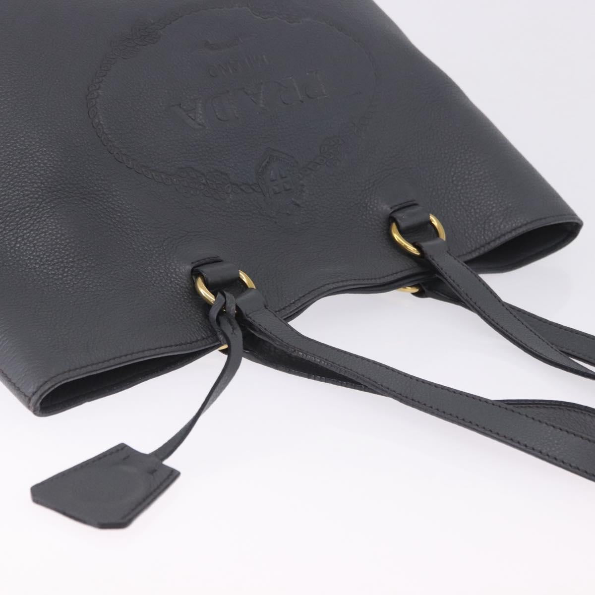 PRADA Tote Bag Vittero Dino Leather Gray Gold Auth 200556A