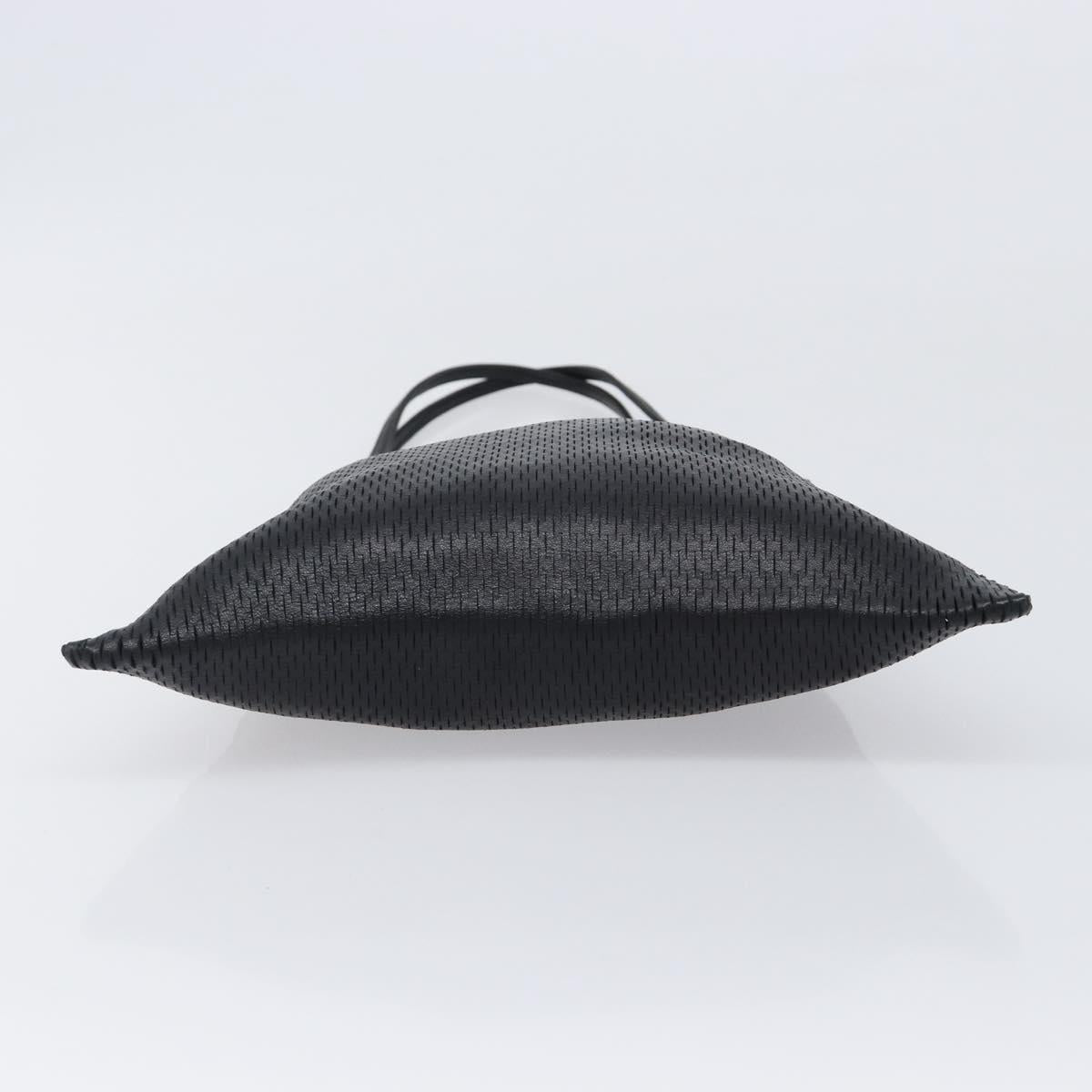 PRADA Hand Bag Leather Black Gold Auth 200561V