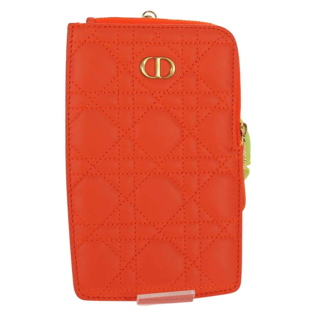 Christian Dior Canage Caro Trio Pouch Lamb Skin Multicolor Gold Auth 200565M