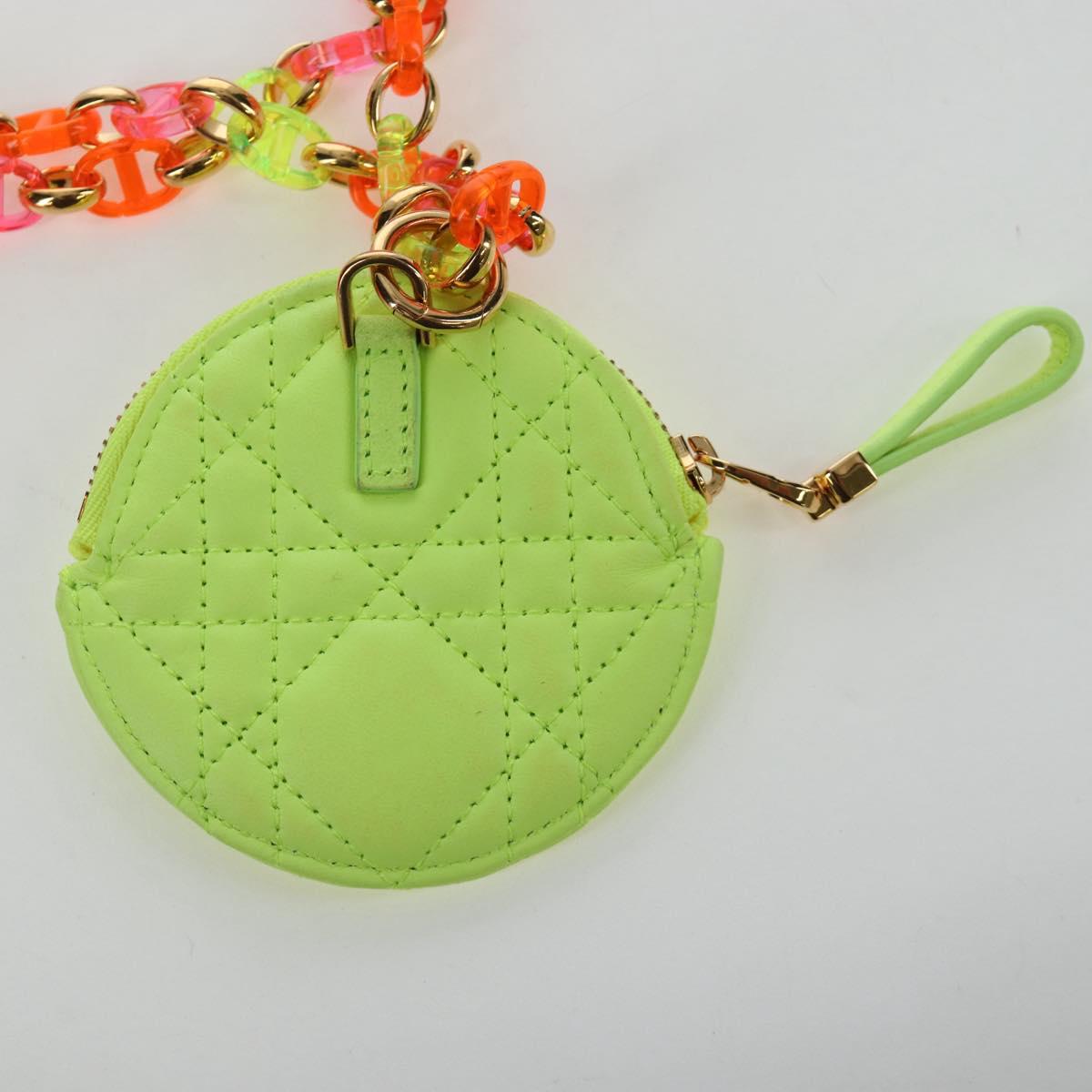 Christian Dior Canage Caro Trio Pouch Lamb Skin Multicolor Gold Auth 200565M