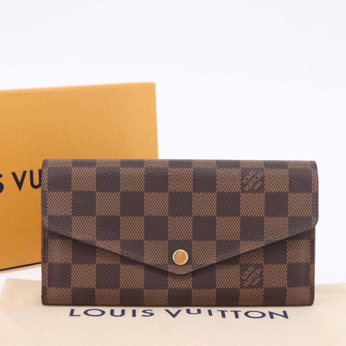 LOUIS VUITTON Damier Ebene Portefeuille Sarah Long Wallet N63209 LV Auth 200571M