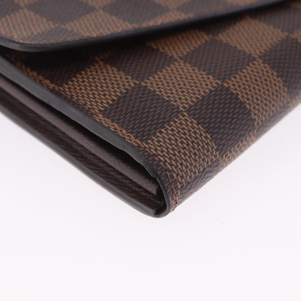 LOUIS VUITTON Damier Ebene Portefeuille Sarah Long Wallet N63209 LV Auth 200571M