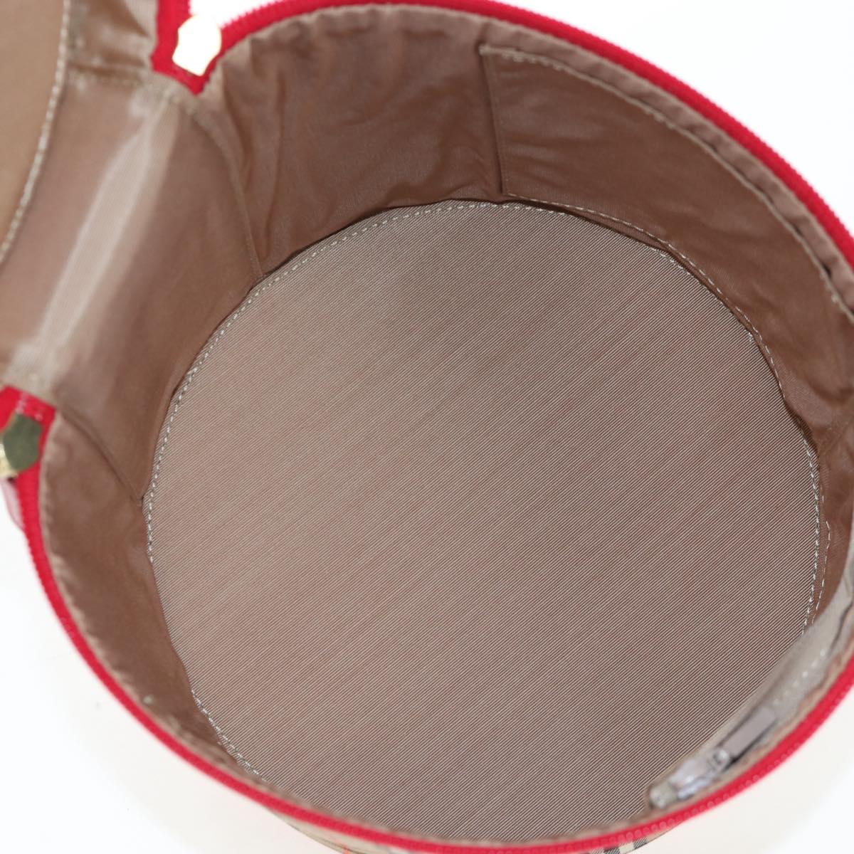 Burberrys Nova Check Vanity Hand Bag Canvas Beige Gold Auth 200575V