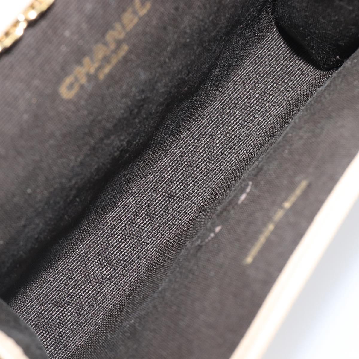 CHANEL Matelasse Chain Shoulder Bag Lamb Skin Beige Gold CC Auth 200578V