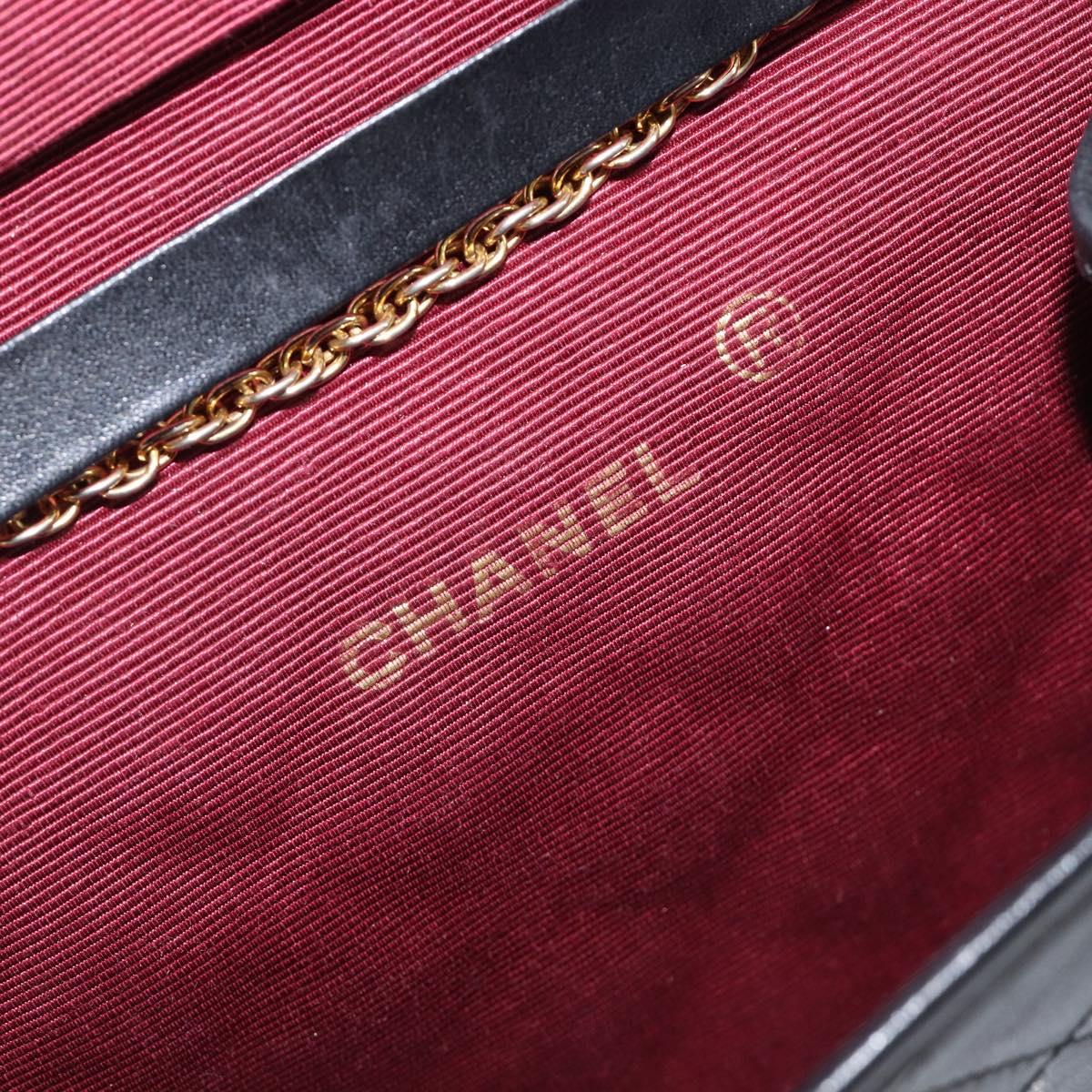 CHANEL Matelasse Chain Shoulder Bag Lamb Skin Black Gold CC Auth 200579V