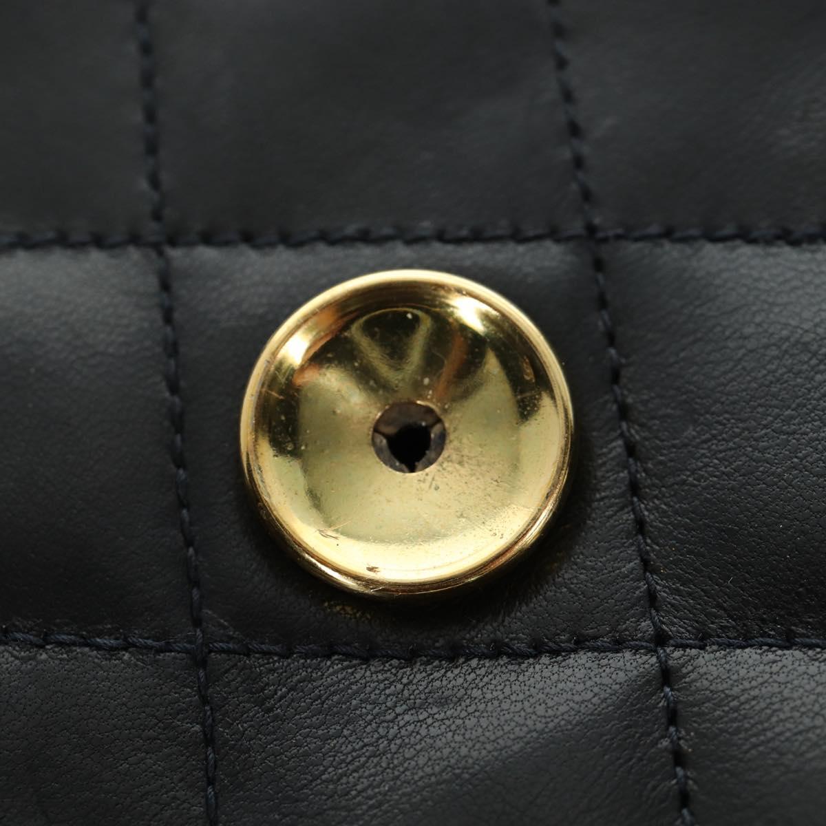 CHANEL Chain Matelasse Shoulder Bag Lamb Skin Black Gold CC Auth 200581SAM