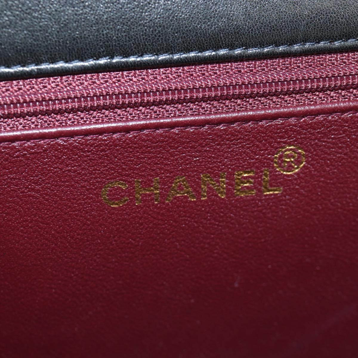 CHANEL Chain Matelasse Shoulder Bag Lamb Skin Black Gold CC Auth 200581SAM