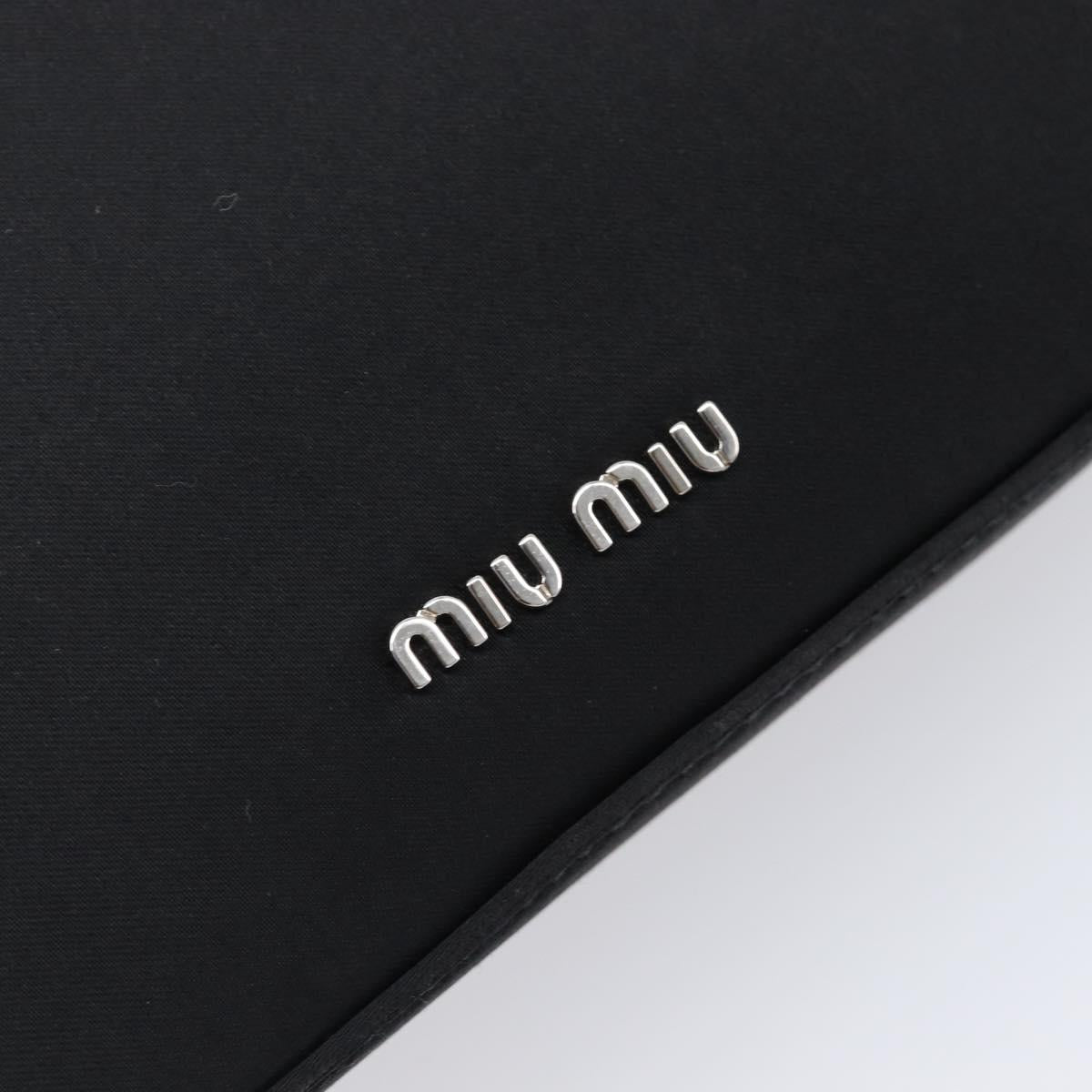 Miu Miu Sassy Chain Shoulder Bag Satin Black Silver Auth 200582M